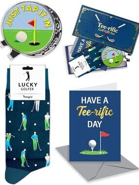 Golf Gift Set Great for father's Day Birthday Anniversary Socks Ball Marker Card